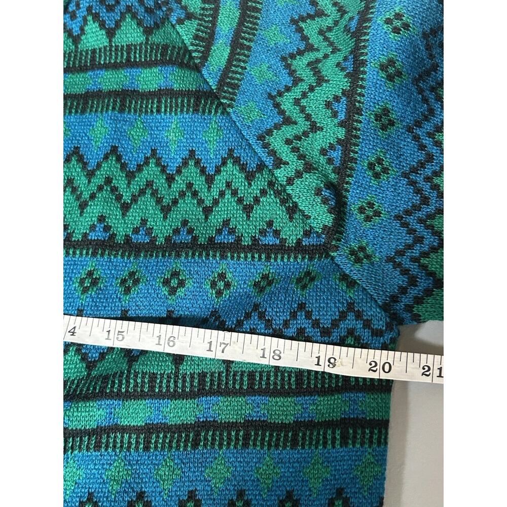 Vintage 50s 60s Kandel Wool Fair Isle Cardigan Sweater Sz L Herringbone Chevron - Picture 8 of 9